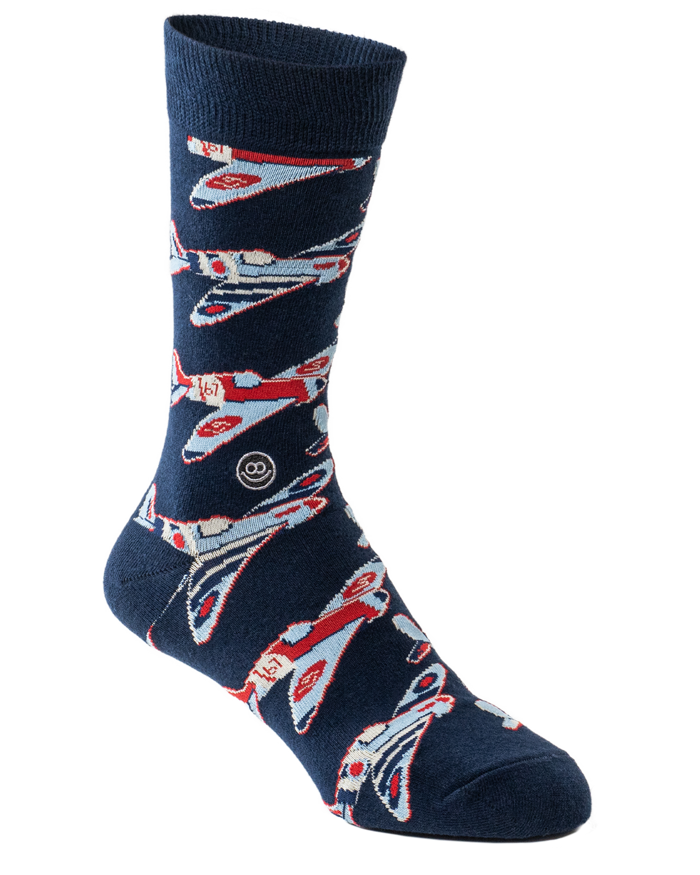 Hook - Crew Sock : Dark grey, Navy blue & White lines