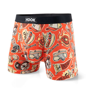 Pack de 7 boxers courts Hook Max : Noir, Pêches, Chaloupe, Cockpit, Balle Molle, Fait Soif et Muy Caliente