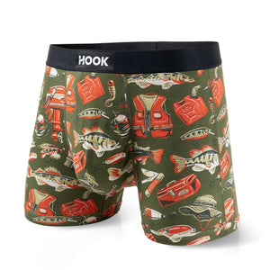 Pack de 7 boxers courts Hook Max : Noir, Pêches, Chaloupe, Cockpit, Balle Molle, Fait Soif et Muy Caliente