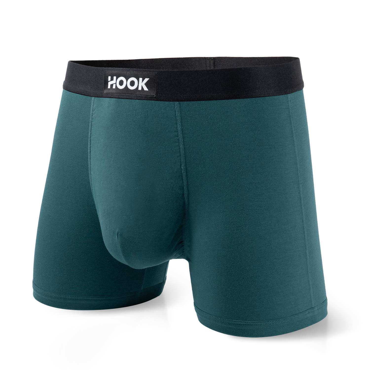 Pack of 2 Hook Max short boxers in onyx black and Atlantic green.