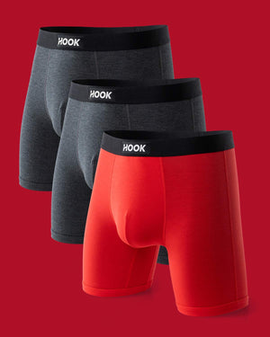 3 Valentine's Day boxers: Red, onyx black (2X)