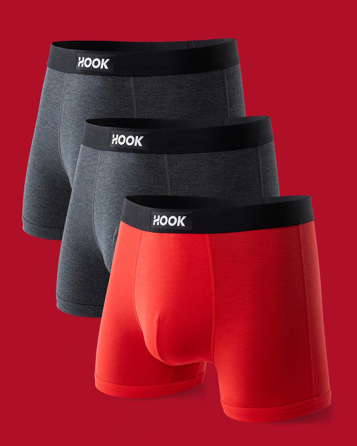 3 Valentine's Day boxer shorts: Red, onyx black (2)