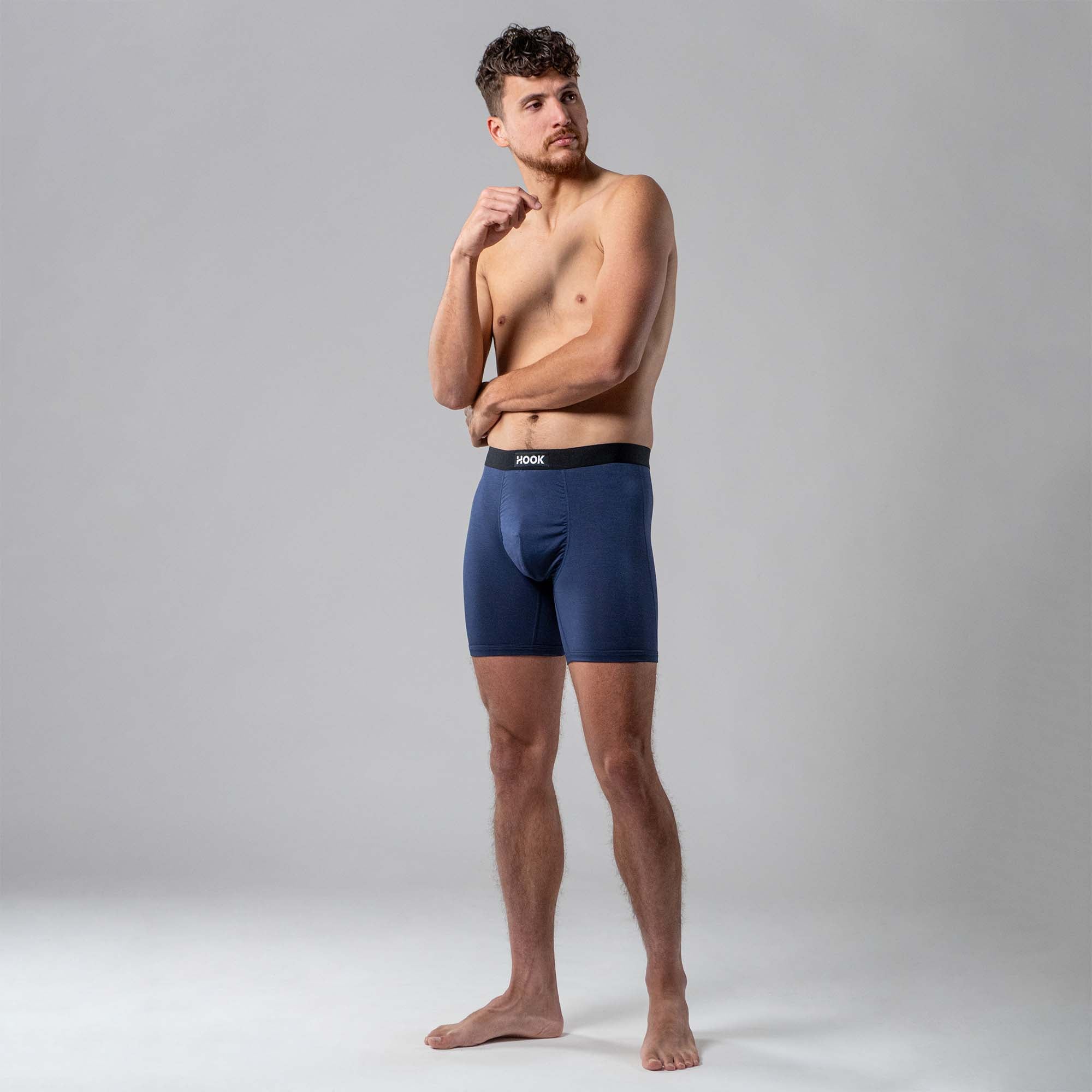 3 solid color boxers: Black, charcoal and navy blue