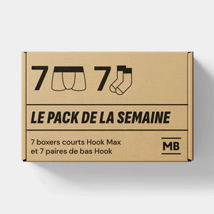 Pack de la semaine: 7 boxers courts Hook Max et 7 paires de bas