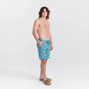 Maillot de bain Saxx Betawave 2N1 Boardie 9" ASHER STRIPE- SEA FOAM