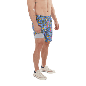 Maillot de bain Saxx GO COASTAL VOLLEY 2-EN-1 -- 7'' PARADIS DU PICKLEBALL-BLEU